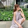 Women's Off-Shoulder Babydoll Halter Dress - Summer 2025 Loose Mini Sleeveless Design