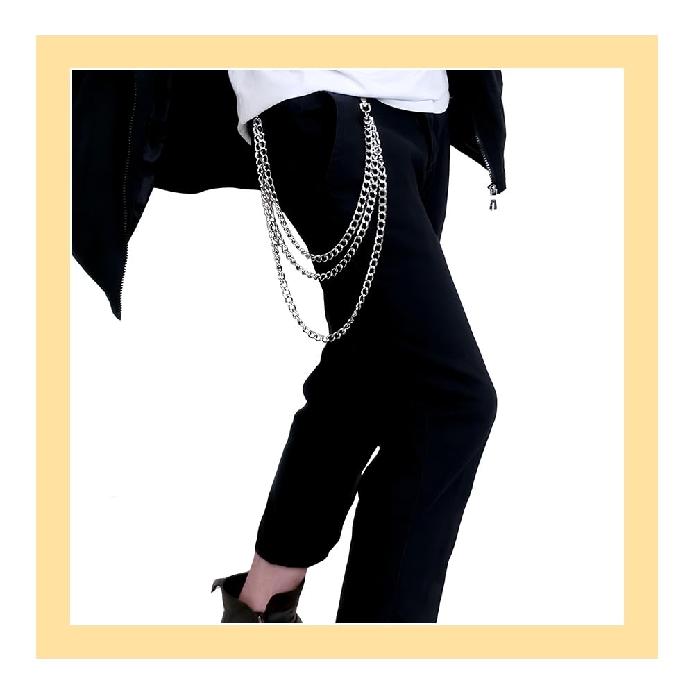 Triple Chain Belt for Hip Hop Dresses - Nikke Hip Hop Jeans (Silver)