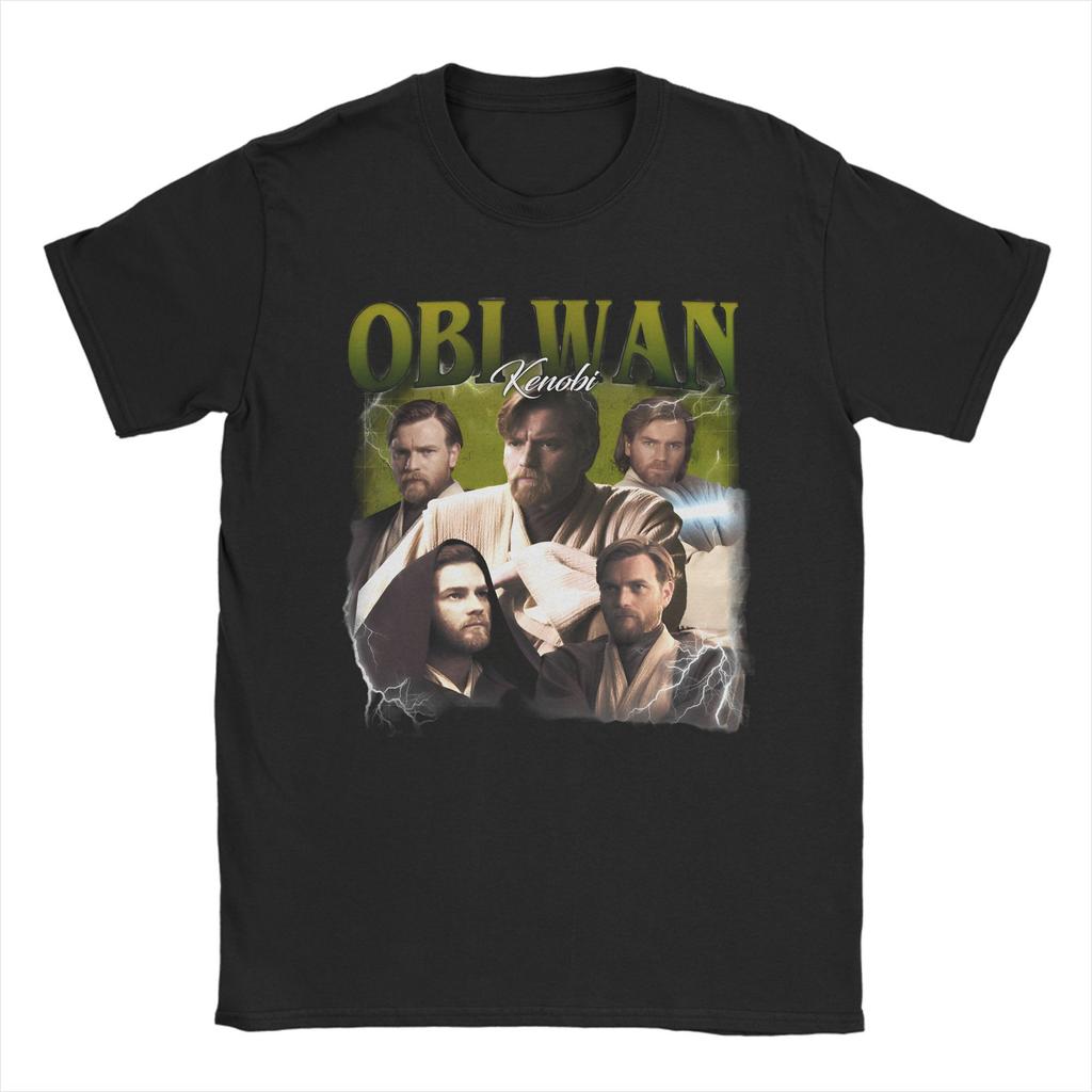 Obi-Wan Kenobi Space T Shirt Men's 100% Cotton Creative T-Shirts Crewneck Jesus Retro Collage Tees Short Sleeve Clothing Printed
