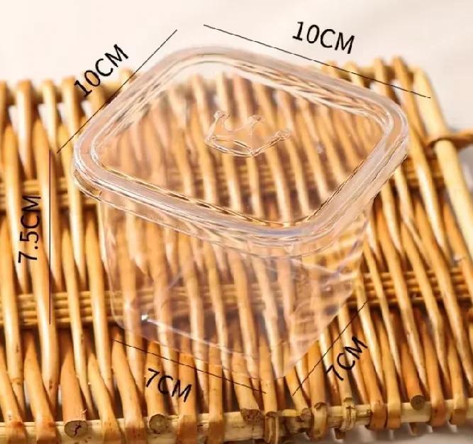 

100PCS Square Disposable PET Mousse Cups with Lid for Pudding Ice Cream Dessert Plastic Cake Boxes Party Favors