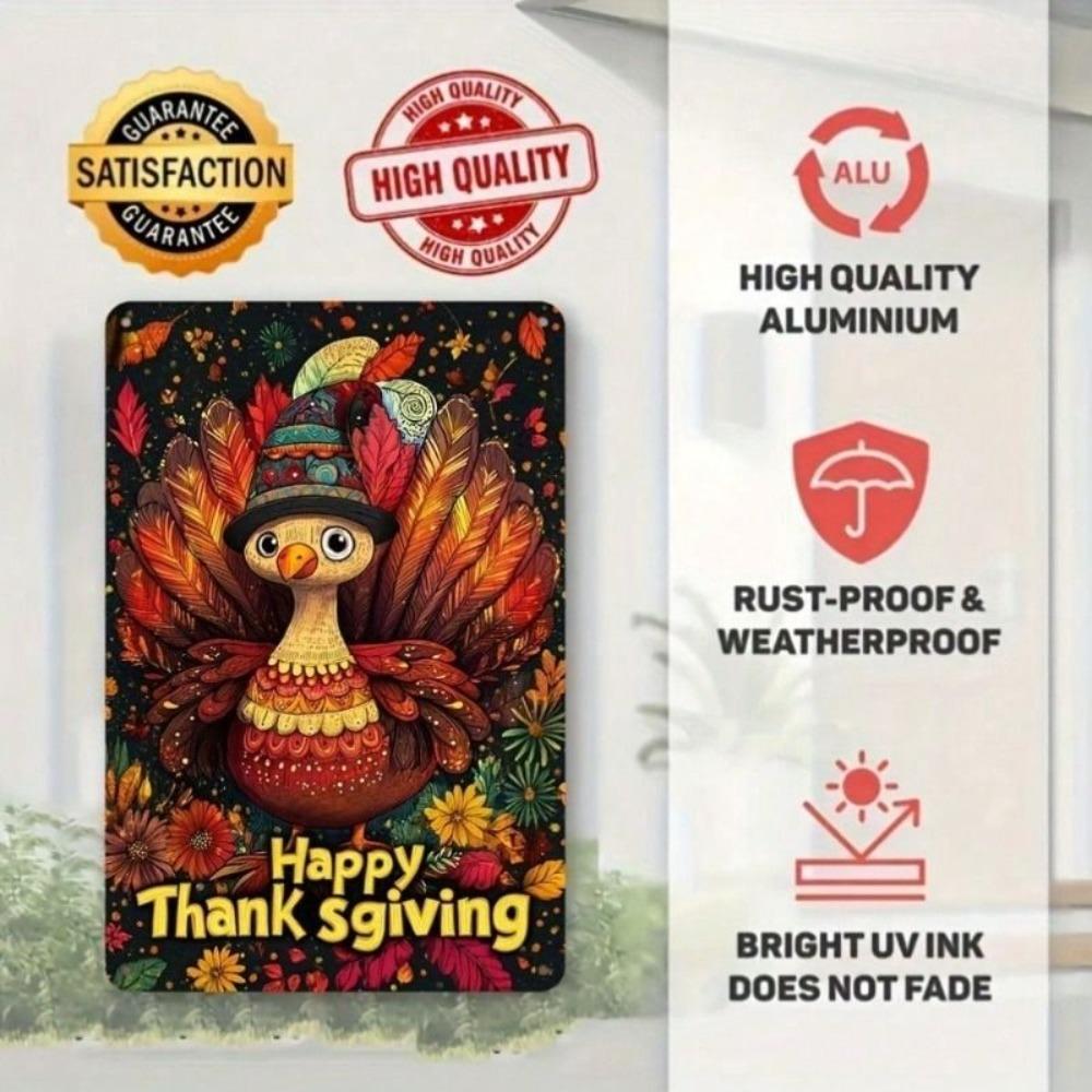 Vintage Turkey Thanksgiving Metal Wall Art Kitchen Decor Tin Sign