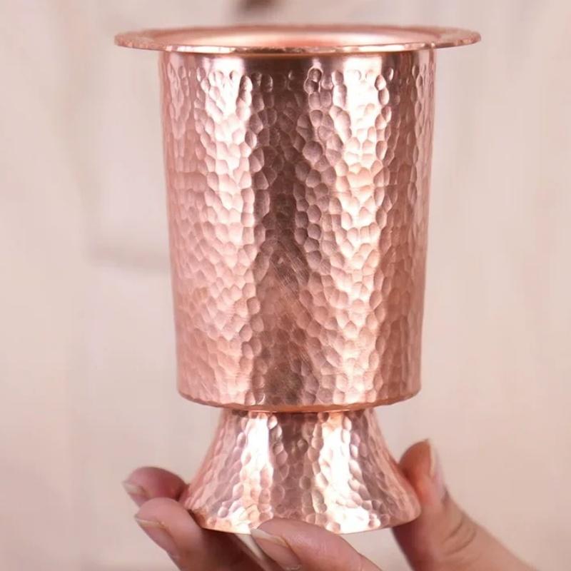 Vintage Pure Copper Coffee Mug,Thickened Hammer Texture 270ml Breakfast Beer Cup,Handcrafted Tea Tumbler Drinkware Tableware