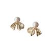 Light luxury and elegant lace ribbon hollow out bowknot pearl earrings for women unique high-end earings stud jewelry gifts