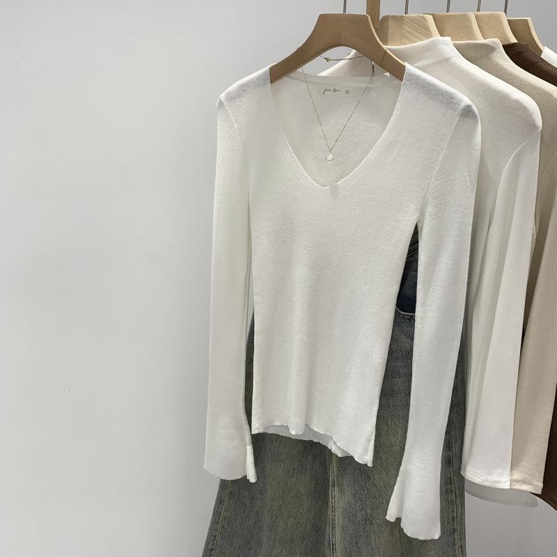 Women's Autumn 2025 Slimming Korean V-neck Knit Top