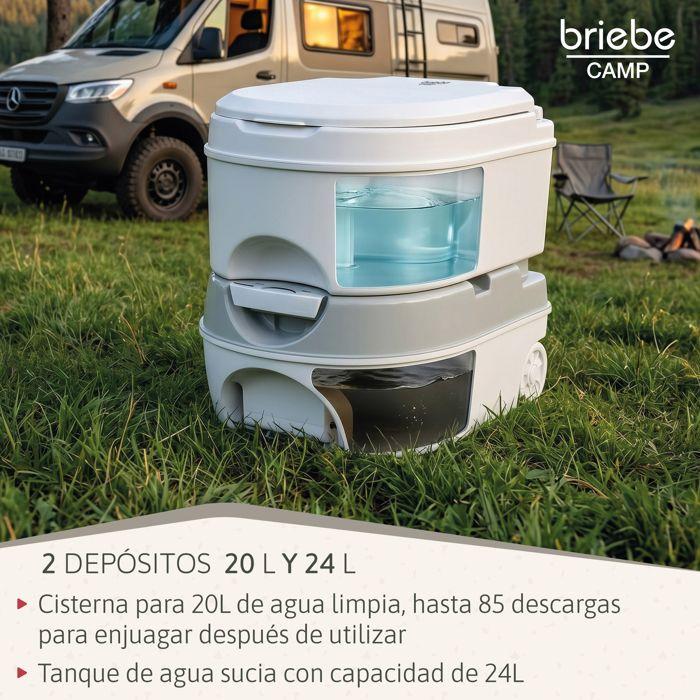 Toilette Portable Roulettes WC Chimique 24L Camper, Camping, Auto Caravane Briebe Camp Comfort Plus WC1196W Blanc