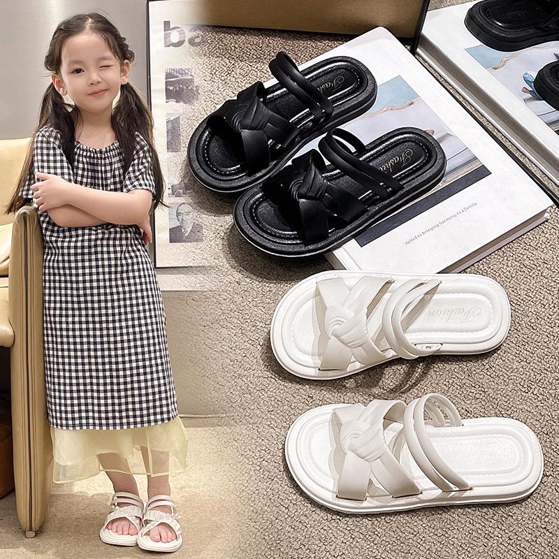 Non-Slip Rhinestone & Pearl Summer Slippers for Little Girls