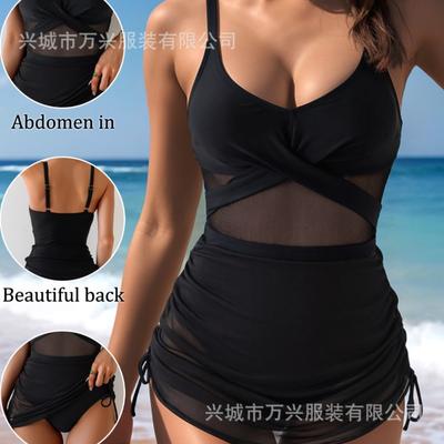 2025 New One-piece Swim Skirt Fashion Swimsuit Women's Bikini Sexy Hollow Drawstring BS Swimsuit Bikini