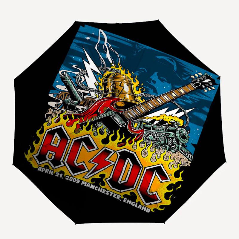 1pc AC/DC Manchester, England Automatic Open, Windproof, Compact Travel Umbrella, Gift for Birthday, Christmas, Business 93023