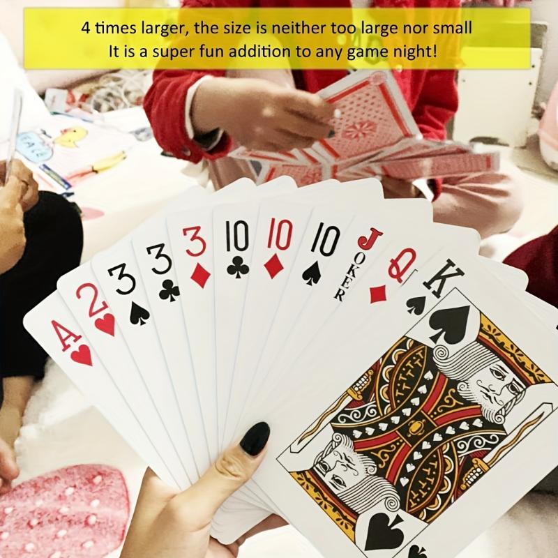 Obří sada hracích karet – 54 karet pro pokerové hry velkého rozsahu, 4x větší než standardní balíčky, potřeby pro párty