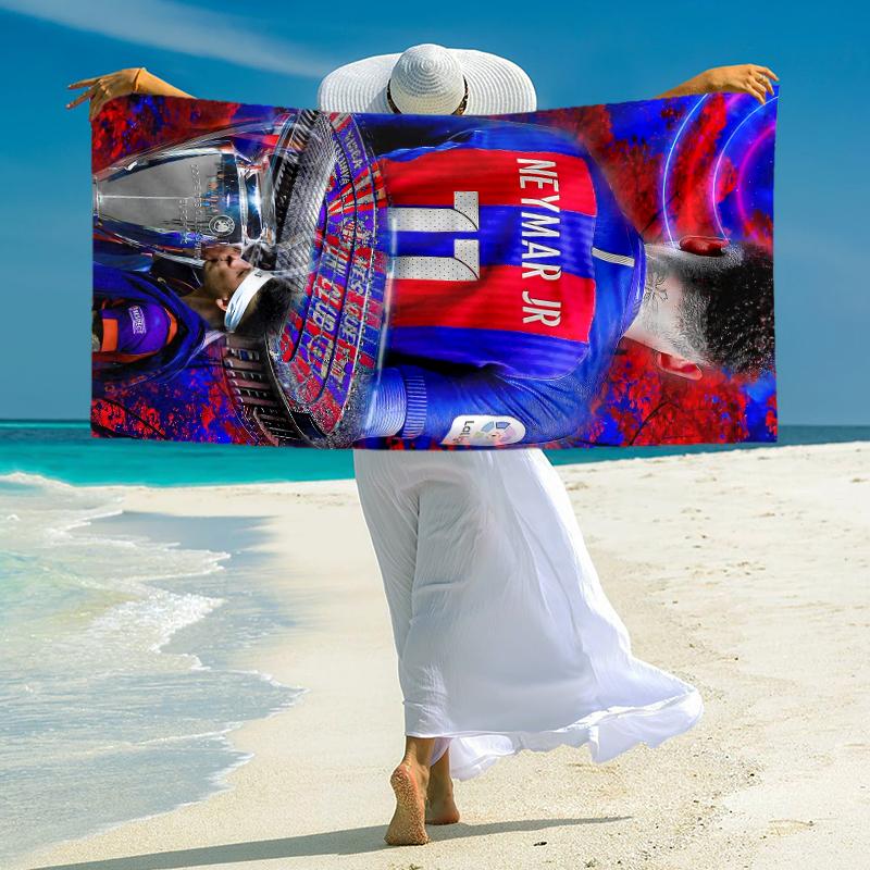 1pc Neymar Jr Trophy Celebration Microfiber Quick Dry Beach Towel Absorbent Soft Oversized Sand Free Towel for Travel Pool Gym Swimming Yoga 20a126
