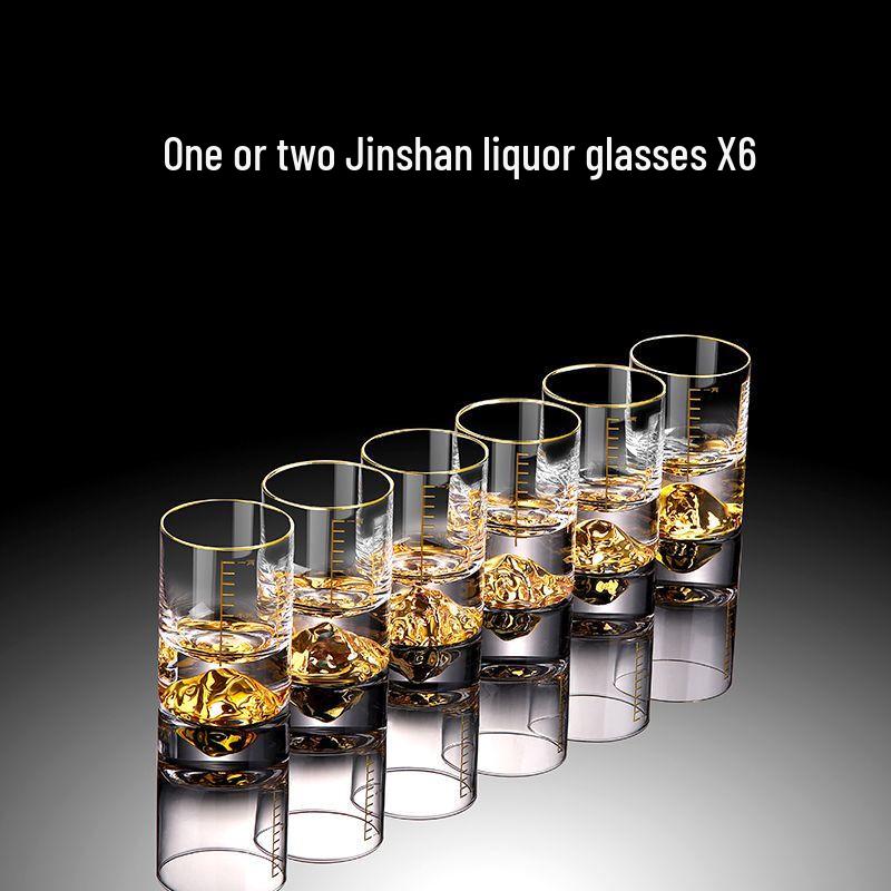 Gold Foil Crystal Spirit Glass Set