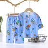 Cartoon Dinosaur Kids Sleepwear Set With Breathable Cotton Silk For Summer Comfort