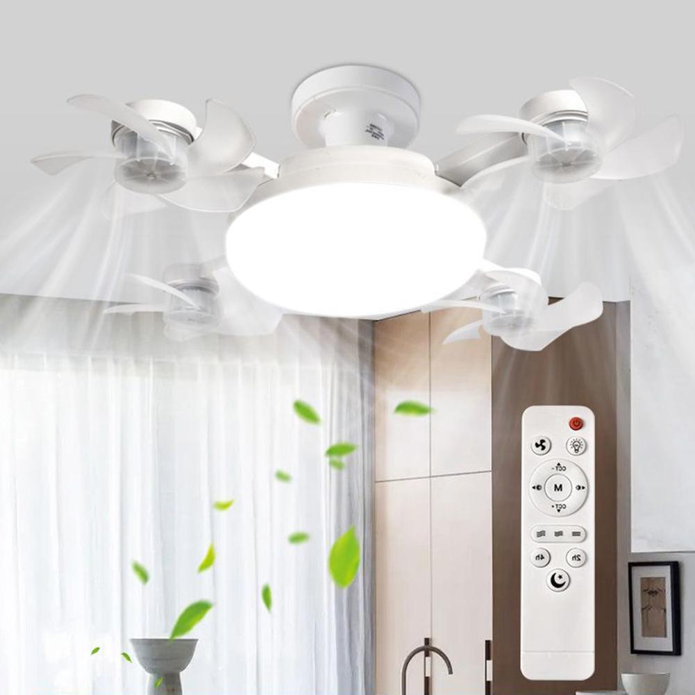 2 In 1 Hanging Fan with LED Light 3 Gears Electric Cordless Fan E27 Silent Ceiling Drone Fan for Dining Room Bedroom Living Room