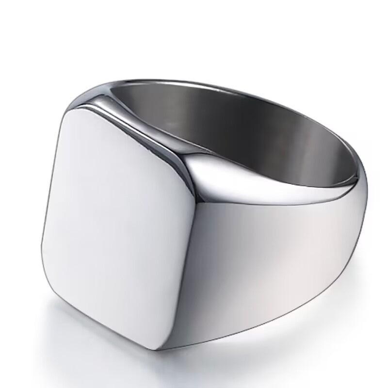 2026 Ring European and American Men's Simple Fashion Trend Bare Body Square Titanium Steel Ring Jewelry