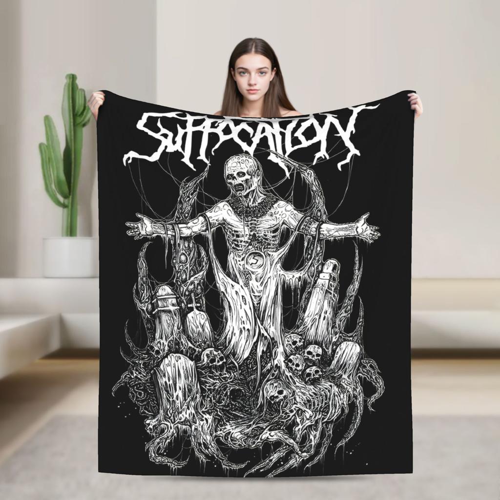 Suffocations Band Flannel Blanket Soft Throw Blanket for Living Room Travel Office Graphic Bedspread Sofa Bed Cover