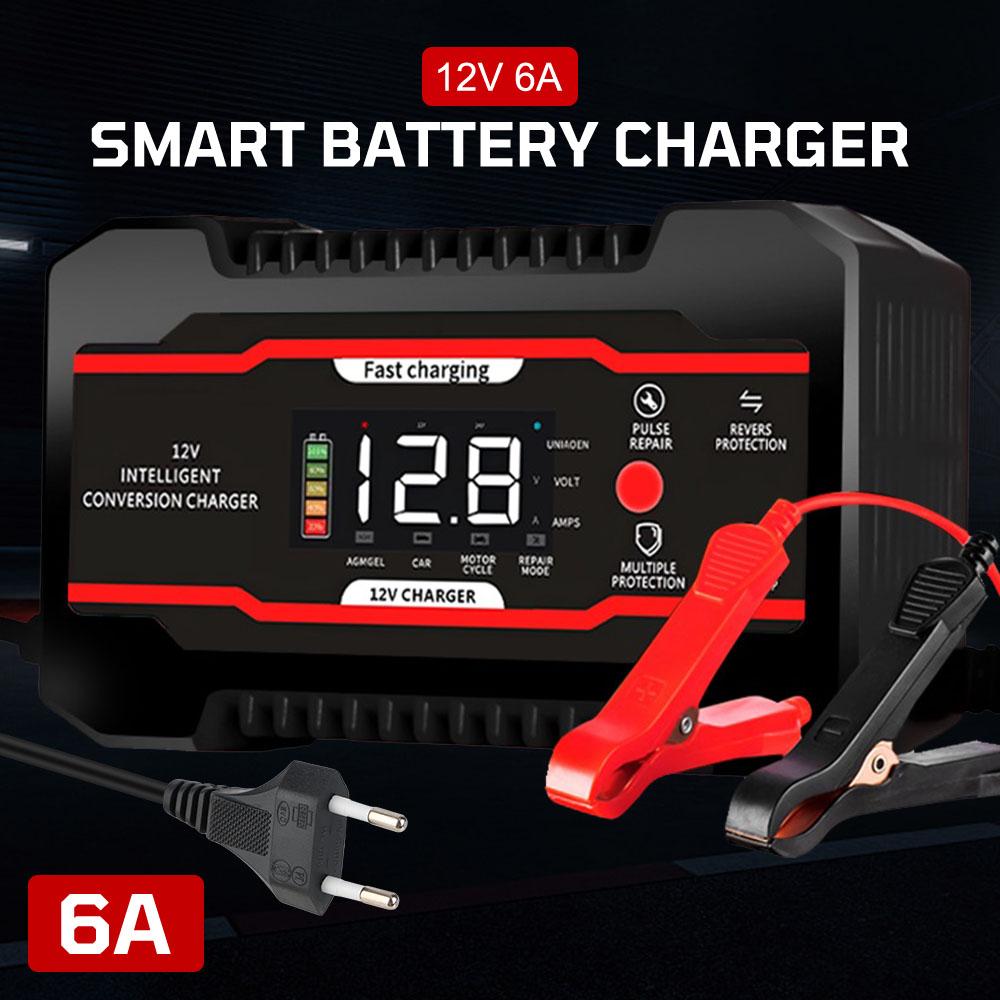 Battery Maintenance Multiple Protection 12V 6A For Car SUV Motorcycle Truck Universal Car Battery Charger Digital LCD Display