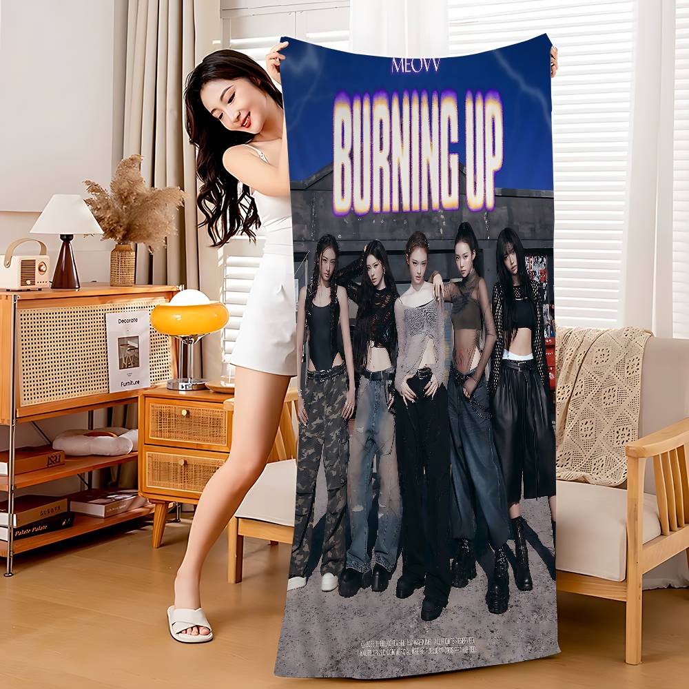 Hot Kpop Girl M-meovv Bath Towel Microfiber Soft Water Absorbing Breathable For Girl Kids Decorative Cartoon Beach Towel