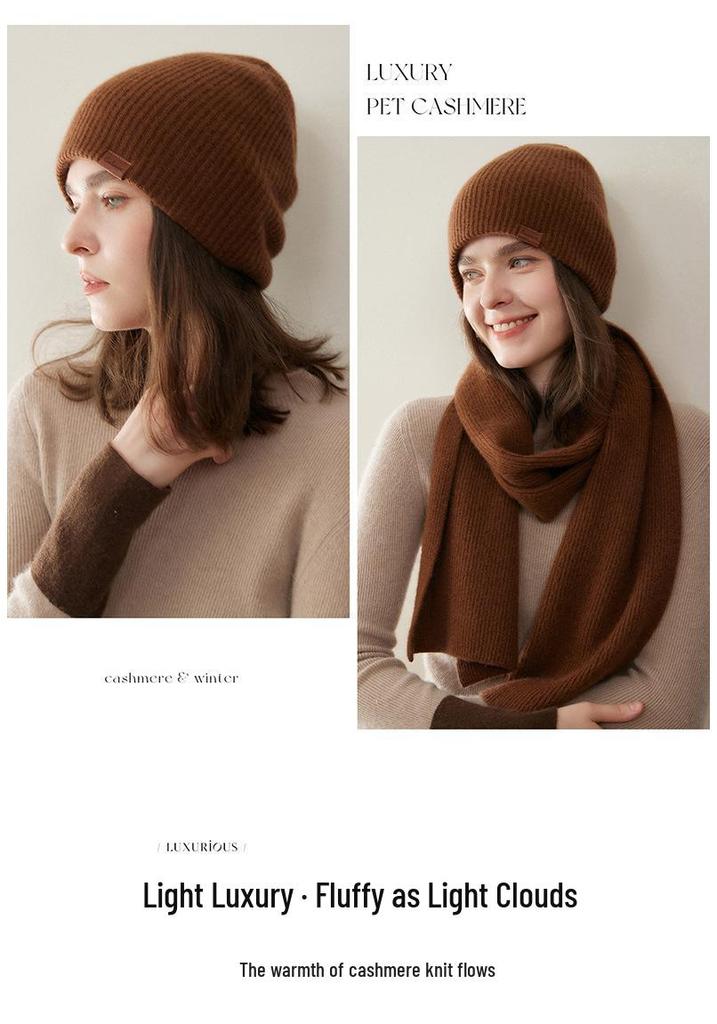 Women's 100% Pure Cashmere Knitted Hat – Fashionable, Versatile, and Warm