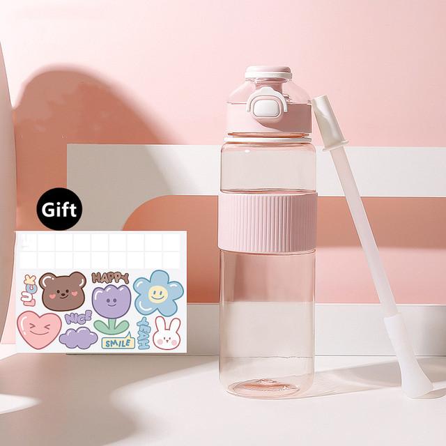 1100ml/720ml Fashion Healthy Material Water Bottle With Straw Large Capacity Sport Drinking Plastic Bottles Eco-Friendly