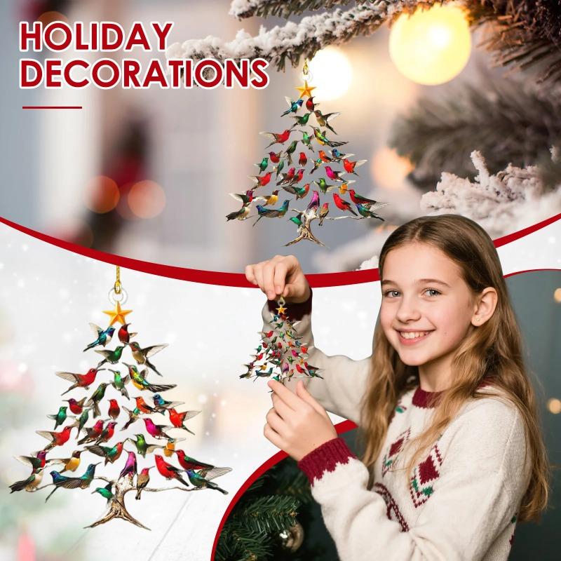 

Acrylic Flat Simulated Bird Decoration Pendant Colorful Hummingbird Christmas Tree Decoration Christmas Diy Decoration One Size