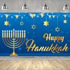 Happy Hanukkah Backdrop Food Glitter Lampstand Family Party Decoration Background Photography Kid Photo Studio Props