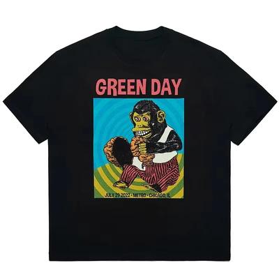 Green Day PUNK Punk Band Cartoon Rock T-shirt Popular Style Women Clothing Y2k Top Aesthetic Graphic T Shirts Vintage