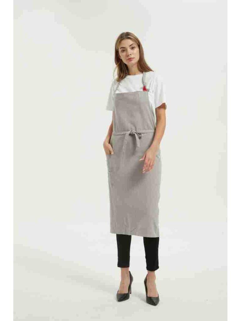 Bawełniano-lniany fartuch ogrodniczy w kwiaty - Prosty i elegancki styl japońsko-koreański