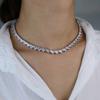 5A Iced Out Bling Rectangle Cz Tennis Necklace for Women 16" 18"
