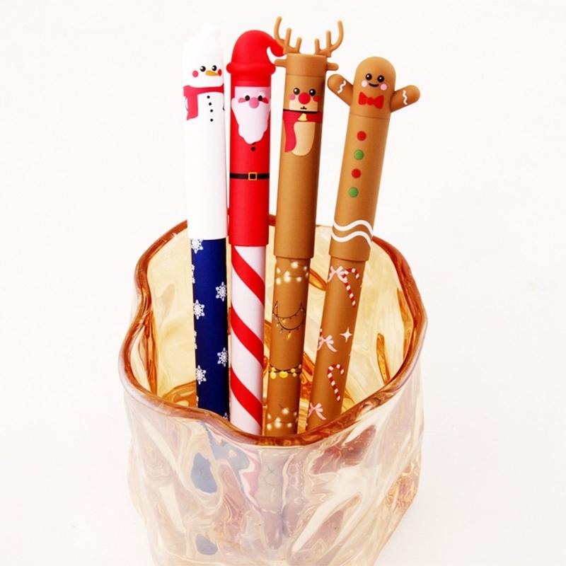 4Pcs Festive Erasable Ballpoint Pens Friendly Plastic Design Comfort Grip Ballpoint Pens Set for Holiday Writing Tools