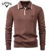Callaway Pánský svetr polo s klopou na poloviční zip, kvalitní pletený svetr, pánské oblečení, podzim a zima 2025, nová evropská velikost, výšivka