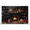 Kerst Openhaard Achtergrond Voor Fotografie Boom Kaars Cadeau Boekenplank Kinderen Achtergrond Kamer Decoratie Fotobooth