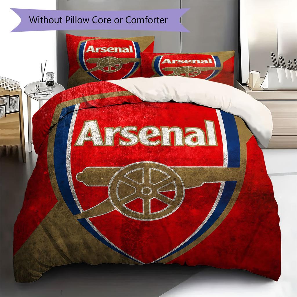 Arsenal F Pattern Bedding,Quilt Set Quilt Cover Pillowcase Home Birthday Gift(1 * duvet cover + 2 * pillowcase, without core)