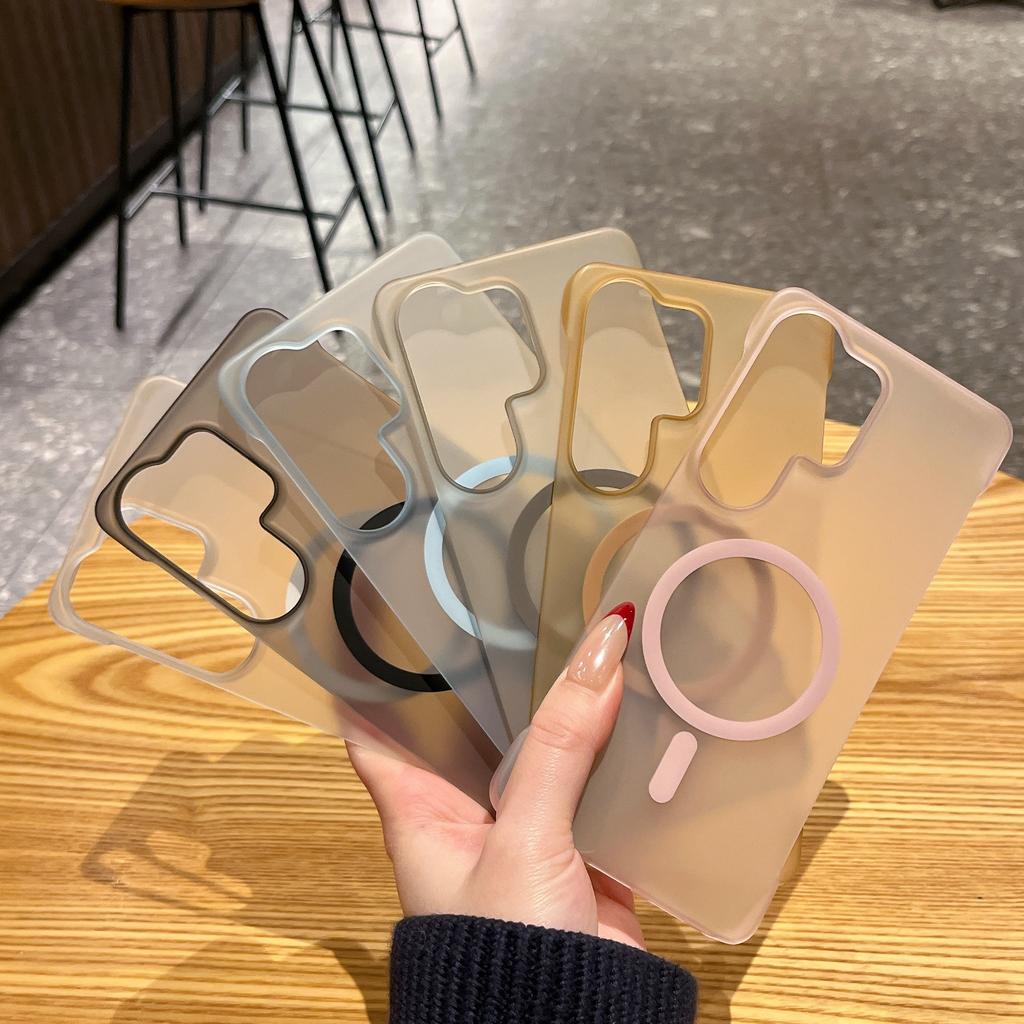 Custodia Magnetica Traslucida Sottile Senza Bordi Opaca Per Samsung S26 S25 S24 S23 S22 FE Plus Ultra Per Copertura di Ricarica Wireless Magsafe