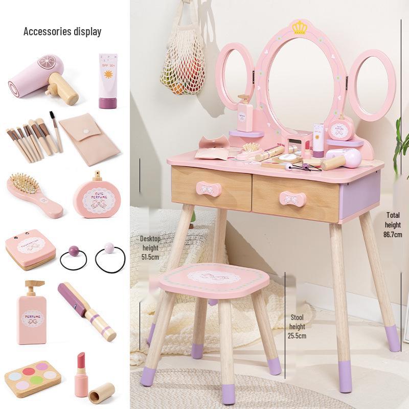 Princess Vanity Table Play Set: Children's Dressing Table and Makeup Toy