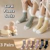 3Pairs Winter Coral Fleece Socks Sleeping Mid Tube Socks Women Kawaii Floor Plush Socks  Winter