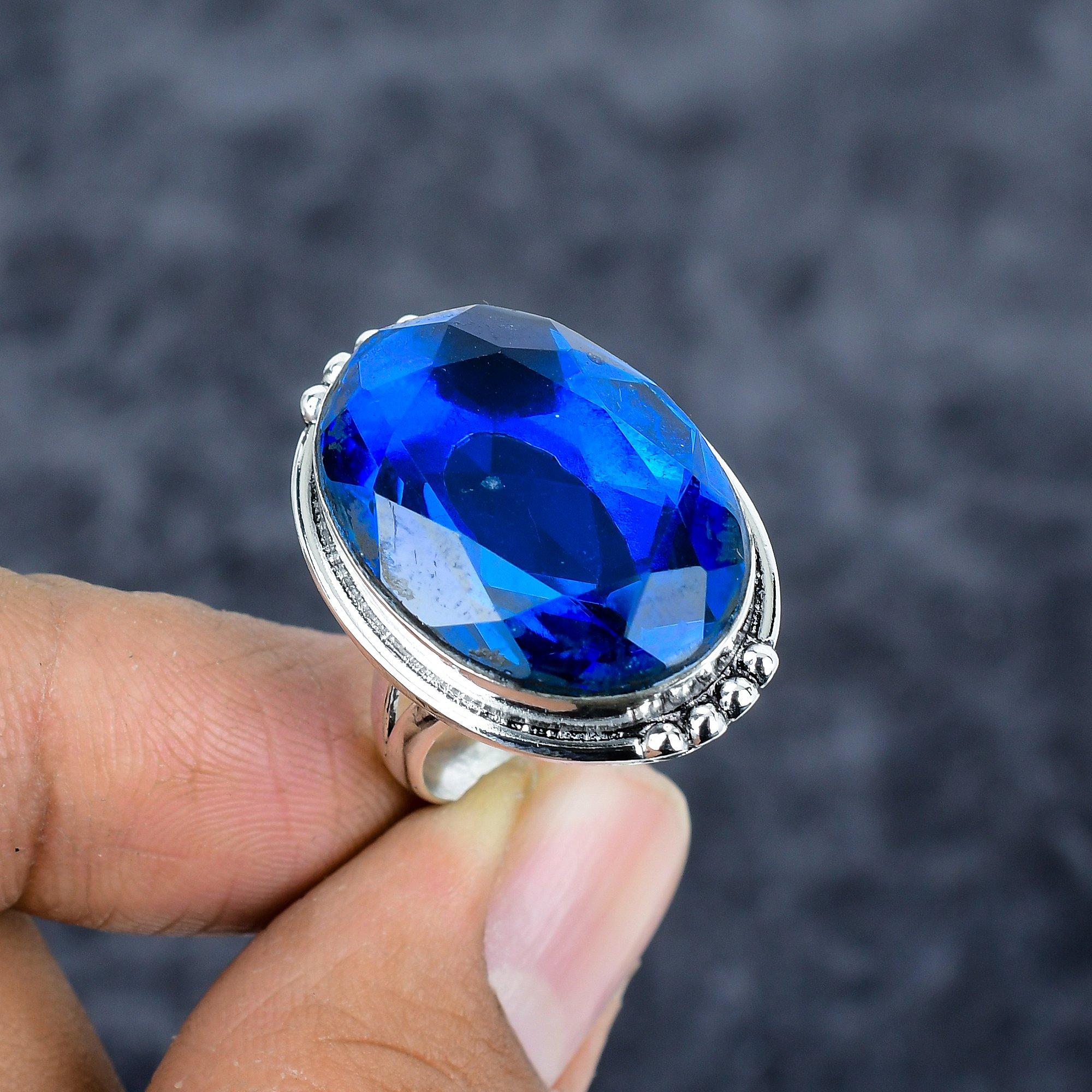 

London Blue Topaz Gemstone 925 Sterling Silver Jewelry Ring Size 8.5 M-2787