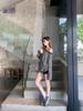 Early Autumn Korean Style Loose Striped Raglan Off-Shoulder Cotton Long Sleeve Women's Top
