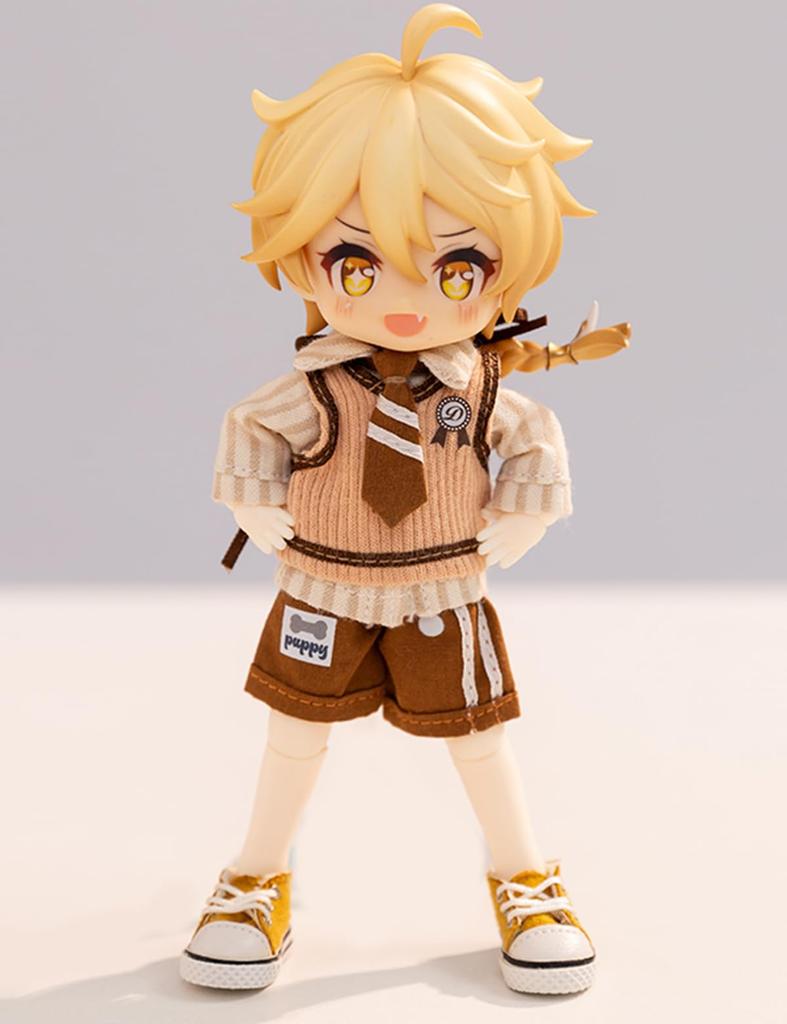 YMY Obitsu 11cm Doll Clothes Uniform Set Tie Waistcoat for BJD Dolls Boy's (Shirt + + + Pants) 1/12 (Brown)