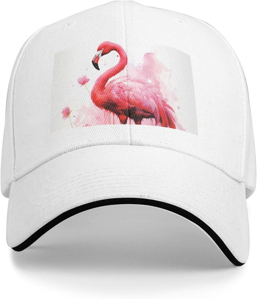 Flamingo Aquarell Druck Baseballkappe Polyester Verstellbar Lässig Golf Papa Hut für Unisex