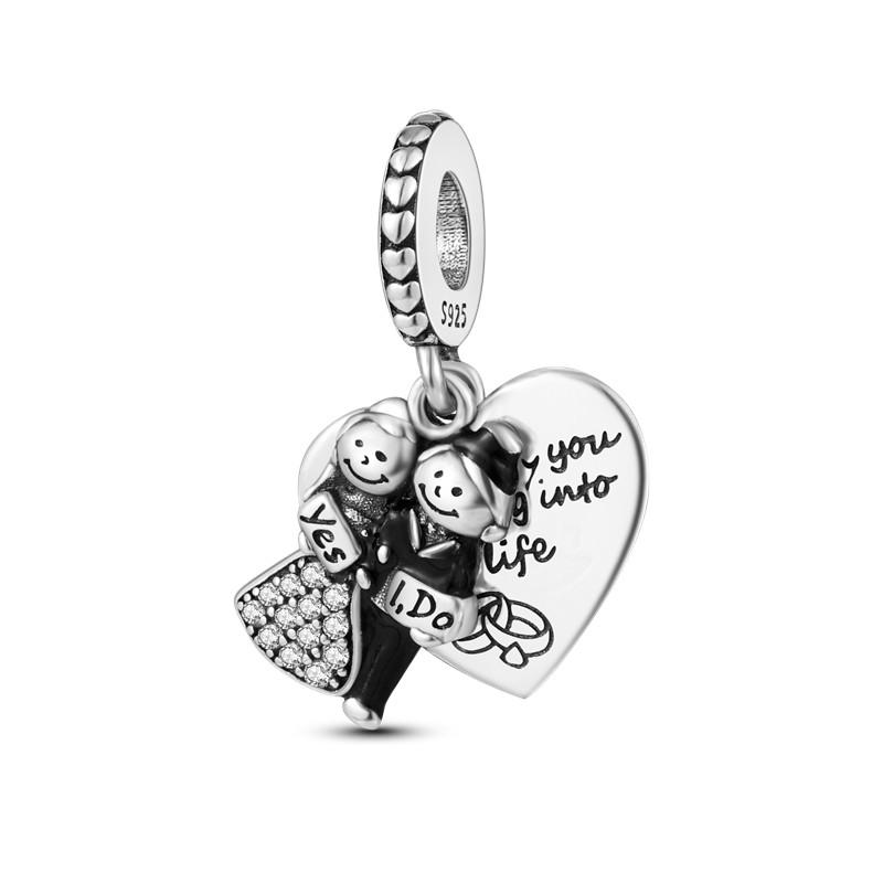 Love You Pendants Copper Forever Lover Girl Boy Fall In Love Wedding Charm Beads Fit Pandora Bracelet Necklace Diy Jewelry