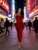 2025 New Year's Red Shiny Bodycon Slip Dress - Elegant Formal Gown for Valentine's Date