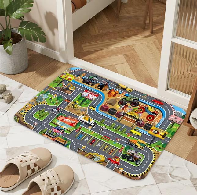 Door Mat Door Mat Kitchen Carpet Traffic Route Game Toy Pattern Printed Protective Mat Indoor Home Room Decoration Accessories