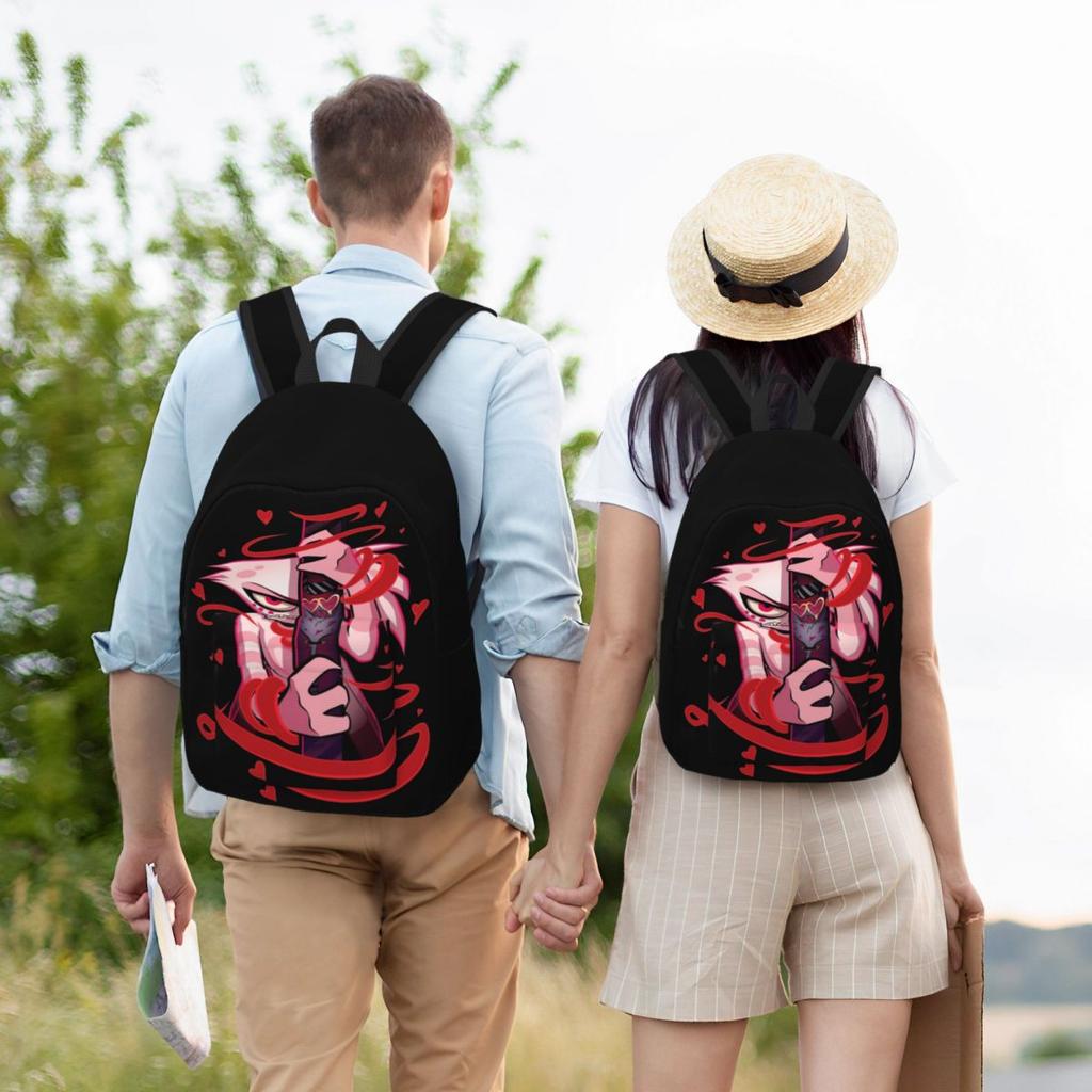 Angel Dust Hazbin Hotels Teenage Backpack Gift Student Business Black Comedy Daypack for Men Women Laptop Canvas Bags