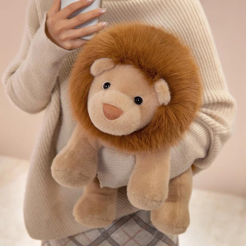 Soft Cuddly Lion Stuffed Plush Toy Fluffy Mane Lion Animal Doll Kawaii Soothing Plushie Throw Pillow Sofa Bed Home Decor Gifts