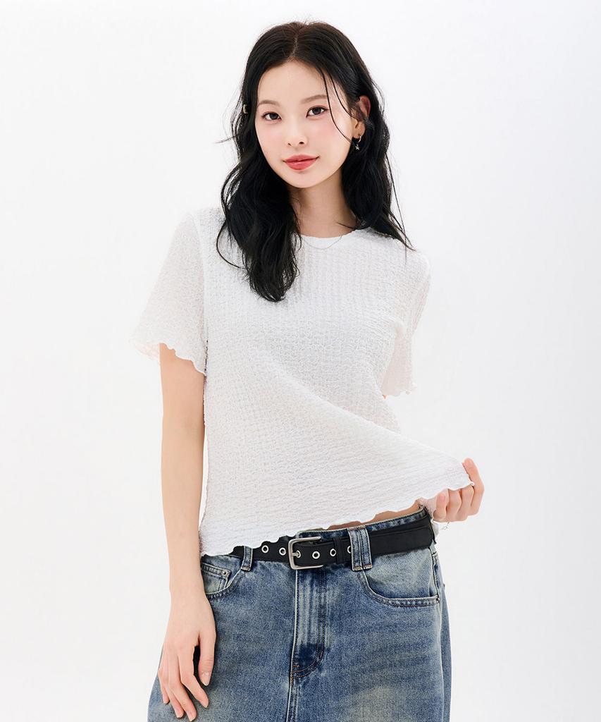 CHASECULT Women'S Crinkle Short Sleeve T-Shirt-Fbrg5868D01