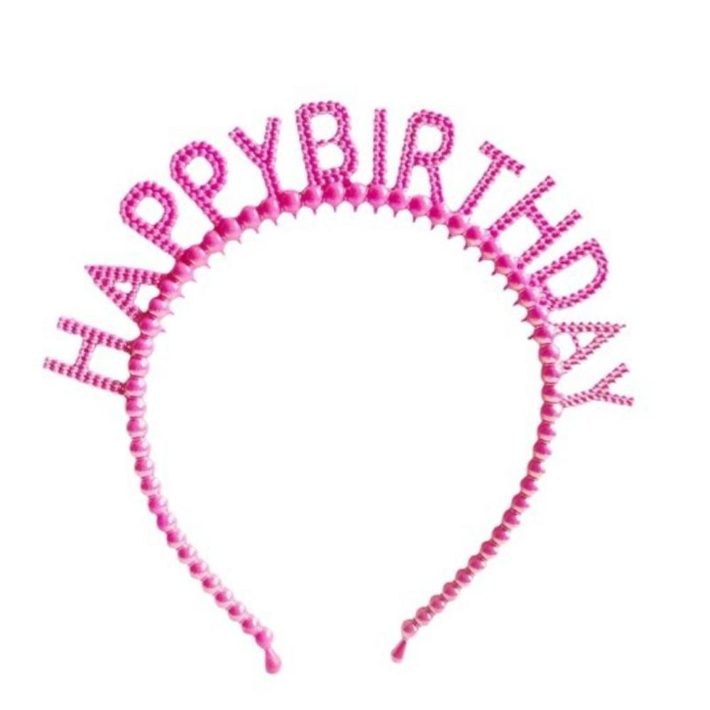 New Pearl Hair Band Happy Birthday English Letter Headband Children's Birthday Party Jewelry Gift Hair Accessories for Girls