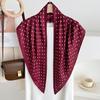 Korean Versatile Polka Dot Triangle Scarf Women's Spring Fashion Temperament Decorative Scarf Burgundy Multi-functional Headscarf Silk Scarf