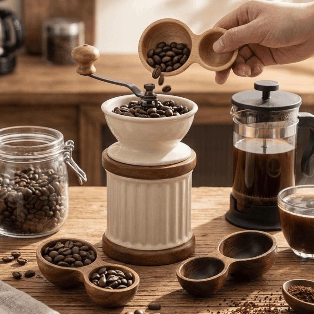 Short Handle Wooden Coffee Spoon Serving Cutlery Tea Sugar Spoon Measuring Spoon  Coffee Making