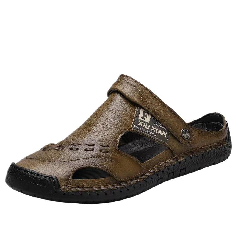 Popular Bag Head Sandals Men's Non-slip Handmade Soft-soled Shoes Dual-purpose Outer Wear Trendy Casual Beach Shoes