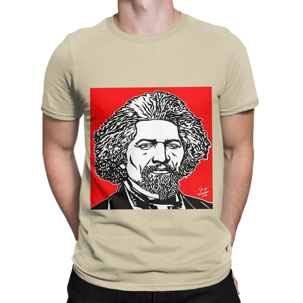 FREDERICK DOUGLASS ink and acrylic portrait Funny 100 Cotton TShirt Frederick Douglass Tops Tees For Unisex